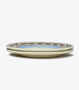 Assiette plate Mochaware, lot de 2