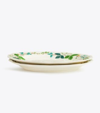 Assiettes plates à fleurs en relief, lot de 2