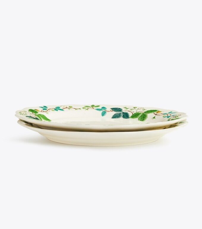 Assiettes plates à fleurs en relief, lot de 2 Assiettes plates à fleurs en relief, lot de 2