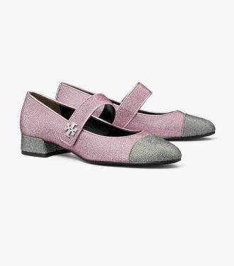 Ballerines à talons pavés et bout recouvert