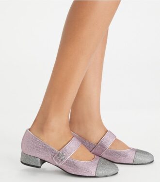Ballerines à talons pavés et bout recouvert