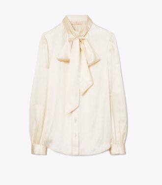 Blouse à nœud en satin