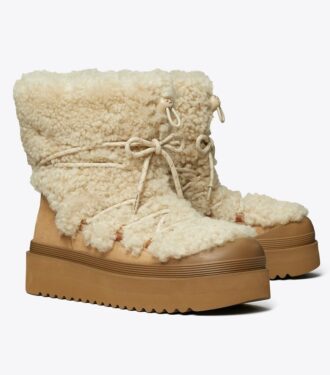 Bottes à lacets en peau lainée douce
