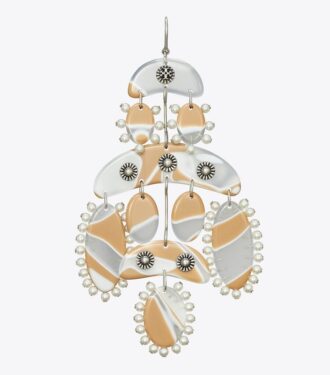 Boucles d&rsquo;oreilles chandelier abstraites avec perles