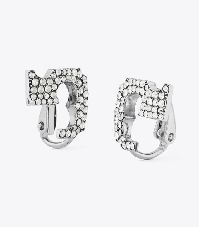 Boucles d’oreilles à clip Runway Pavé Serif T Boucles d’oreilles à clip Runway Pavé Serif T