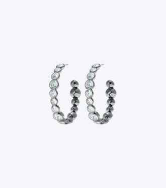 Boucles d&rsquo;oreilles créoles en cristal