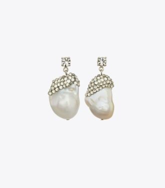 Boucles d&rsquo;oreilles pendantes Moondance en cristal et perles