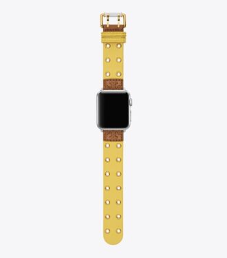 Bracelet à double rivets pour Apple Watch®, cuir jaune