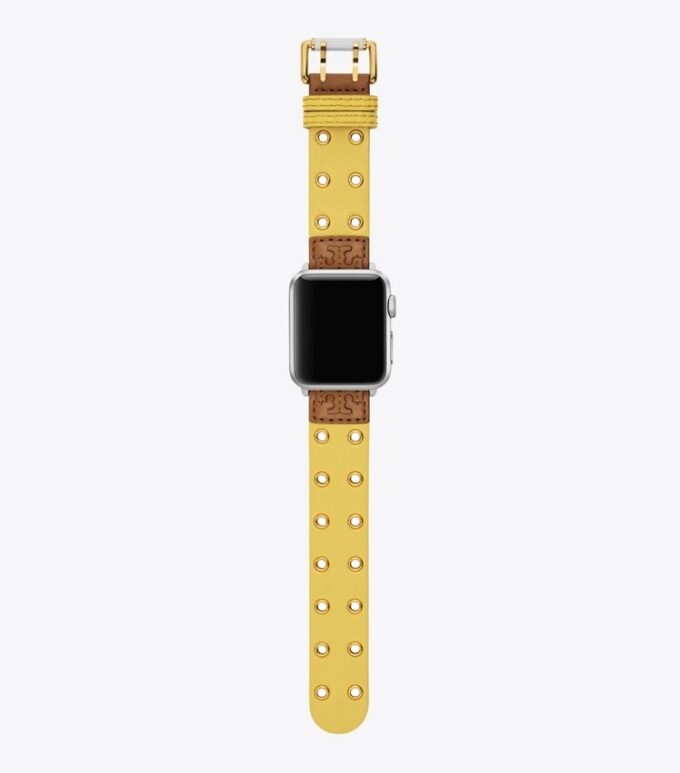Bracelet à double rivets pour Apple Watch®, cuir jaune Bracelet à double rivets pour Apple Watch®, cuir jaune