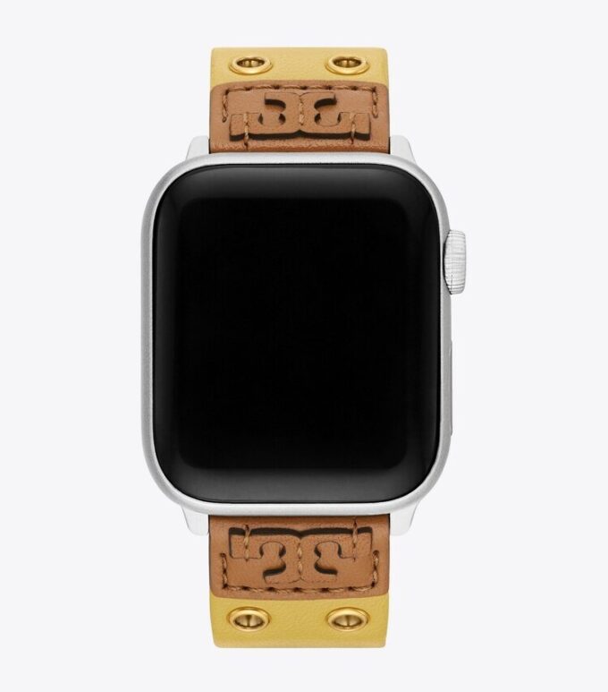 Bracelet à double rivets pour Apple Watch®, cuir jaune Bracelet à double rivets pour Apple Watch®, cuir jaune