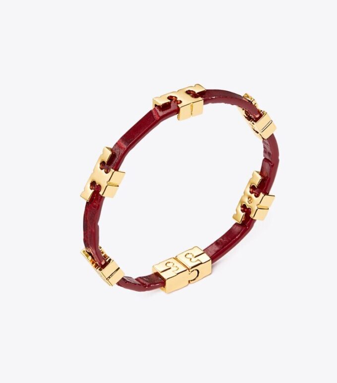 Bracelet empilable Serif-T en cuir gaufré croco Bracelet empilable Serif-T en cuir gaufré croco