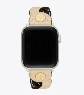 Bracelet tressé pour Apple Watch®, cuir crème/noir, 38 mm – 40 mm