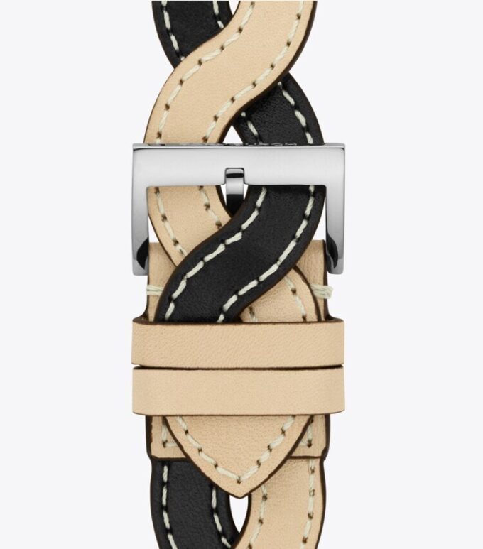 Bracelet tressé pour Apple Watch®, cuir crème/noir, 38 mm – 40 mm Bracelet tressé pour Apple Watch®, cuir crème/noir, 38 mm – 40 mm