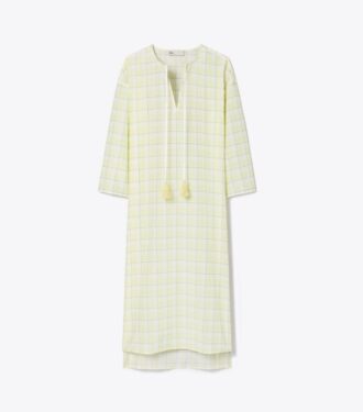 Caftan en coton à carreaux
