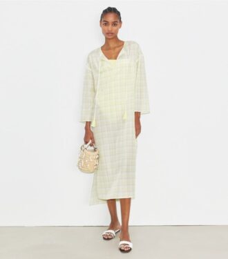 Caftan en coton à carreaux