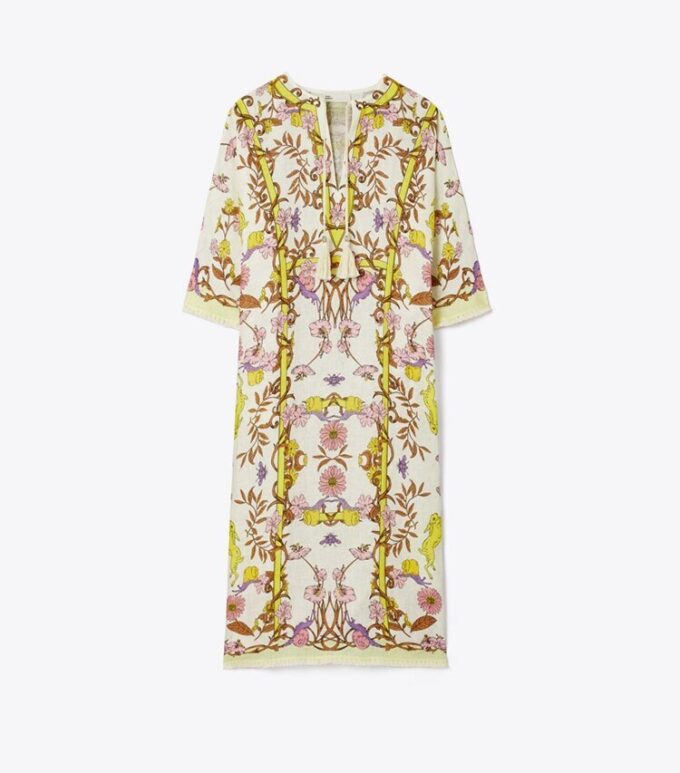 Caftan en gaze de lin imprimé Caftan en gaze de lin imprimé