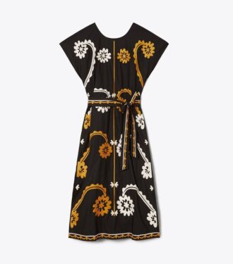 Caftan en popeline de coton brodé