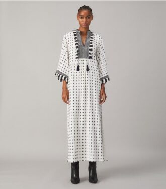 Caftan à franges en tricot