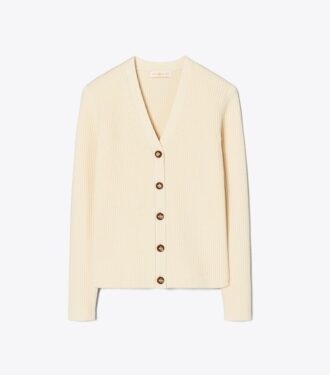 Cardigan côtelé en laine mérinos