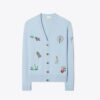 Cardigan de golf brodé en cachemire Cardigan de golf brodé en cachemire