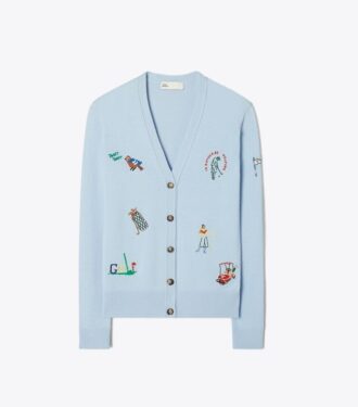 Cardigan de golf brodé en cachemire Cardigan de golf brodé en cachemire