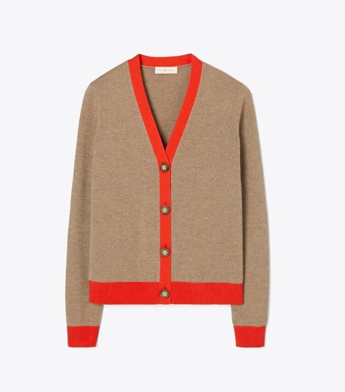 Cardigan en cachemire color block Cardigan en cachemire color block
