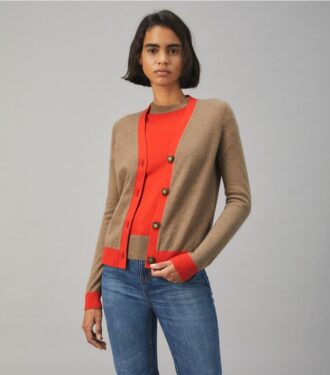 Cardigan en cachemire color block