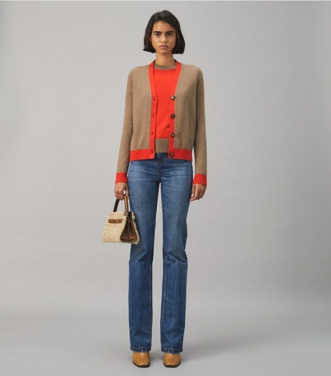 Cardigan en cachemire color block Cardigan en cachemire color block
