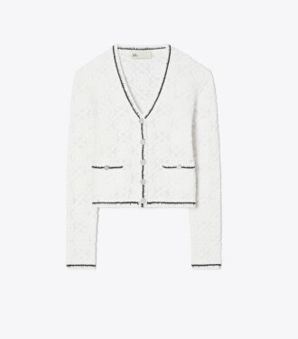 Cardigan en coton avec logo en dentelle
