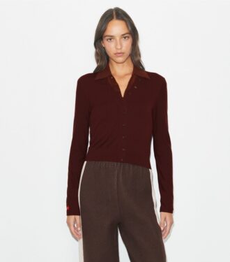 Cardigan en laine à col en V