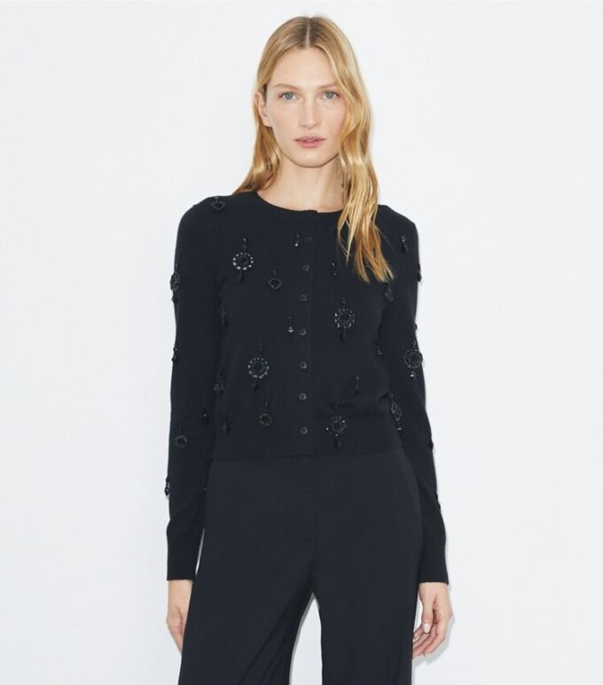 Cardigan en laine orné Cardigan en laine orné