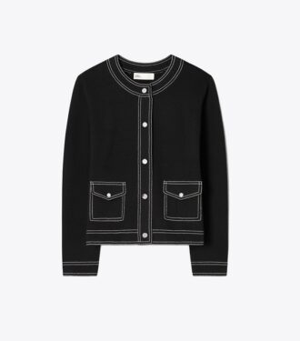 Cardigan en laine surpiqué