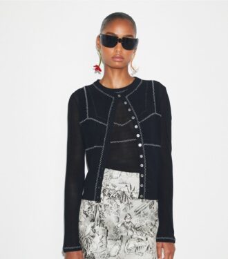 Cardigan en maille de coton et nylon