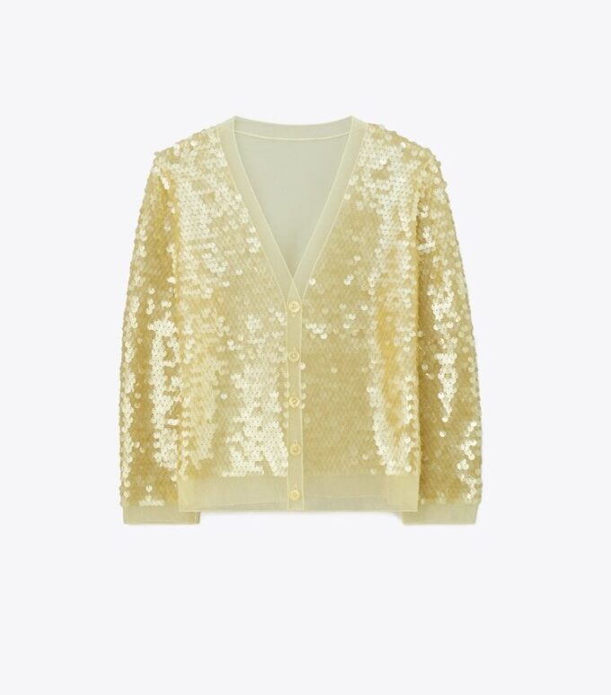 Cardigan à paillettes sur le devant Cardigan à paillettes sur le devant