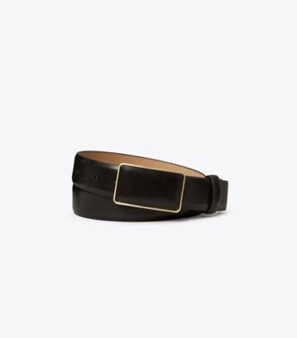 Ceinture plate en cuir lisse