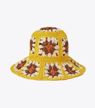 Chapeau bob à bord court en paille crochetée Chapeau bob à bord court en paille crochetée