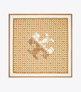 Écharpe carrée oversize à logo Basket-Weave Écharpe carrée oversize à logo Basket-Weave