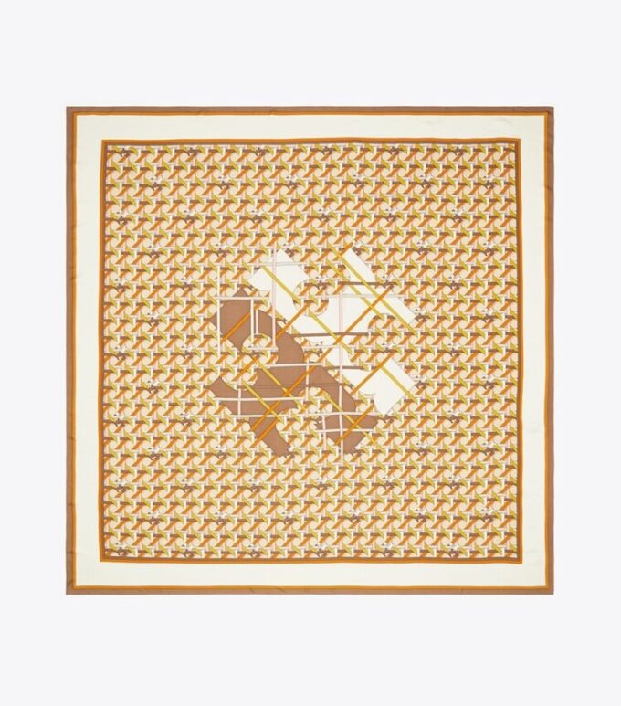 Écharpe carrée oversize à logo Basket-Weave Écharpe carrée oversize à logo Basket-Weave