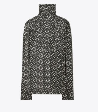 Chemise à col montant en jersey imprimé