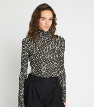 Chemise à col montant en jersey imprimé
