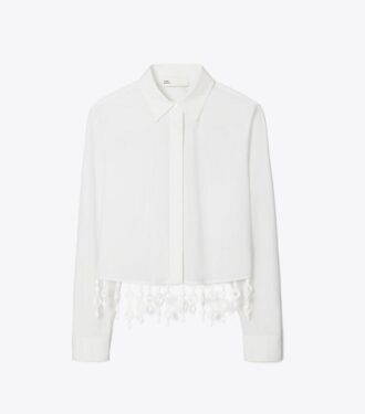 Chemise en popeline ornée de cristaux
