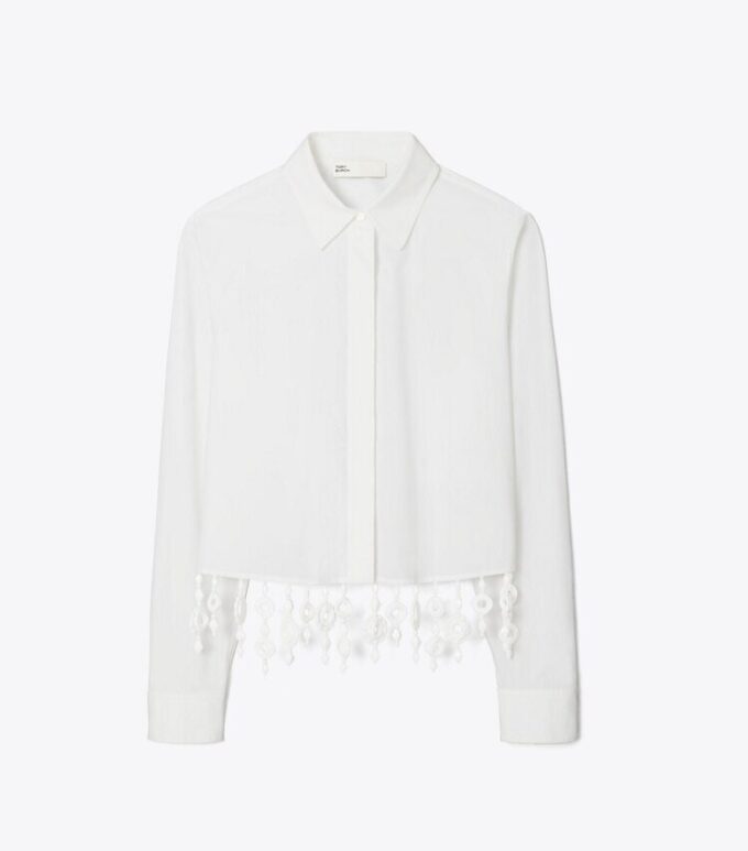Chemise en popeline ornée de cristaux Chemise en popeline ornée de cristaux