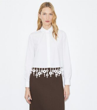 Chemise en popeline ornée de cristaux