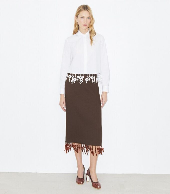 Chemise en popeline ornée de cristaux Chemise en popeline ornée de cristaux