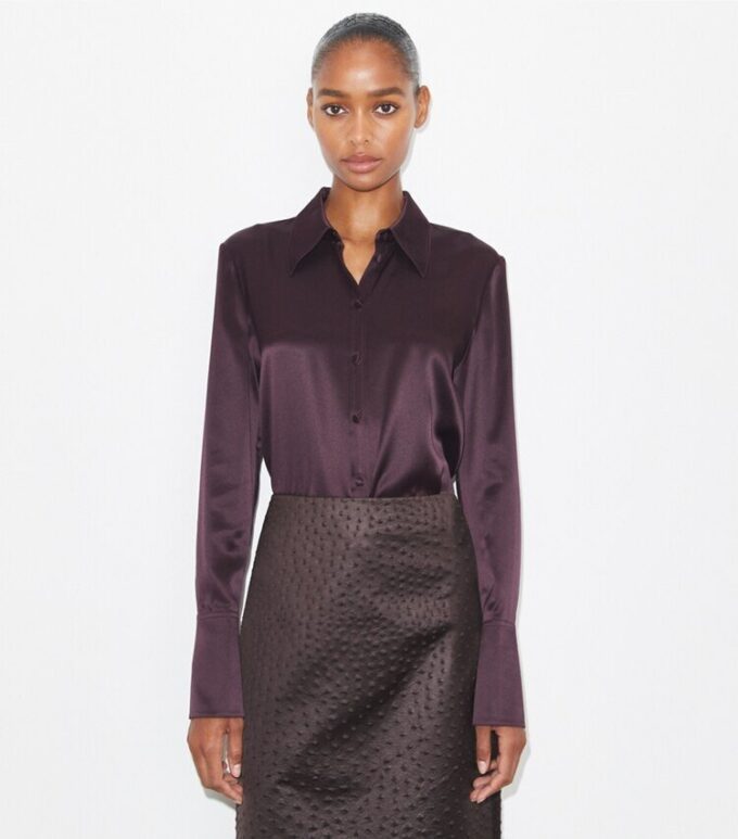 Chemise en soie à revers Chemise en soie à revers