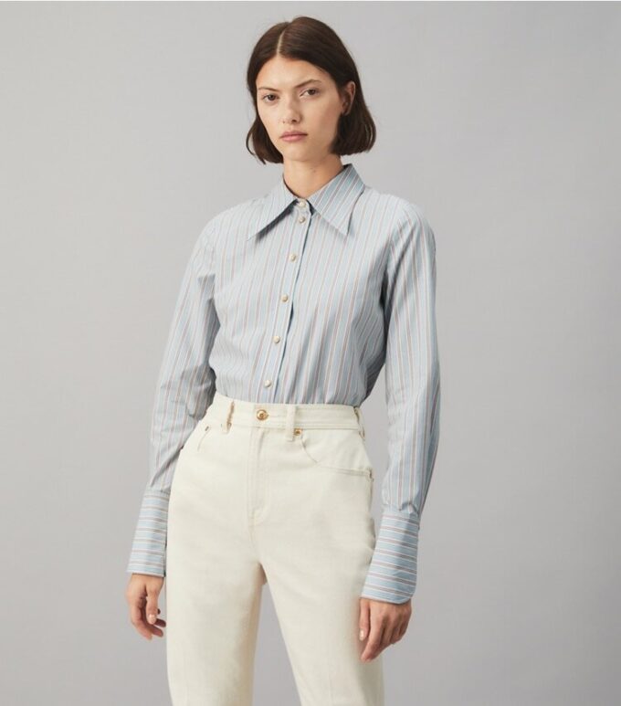 Chemise rayée en popeline de coton Chemise rayée en popeline de coton