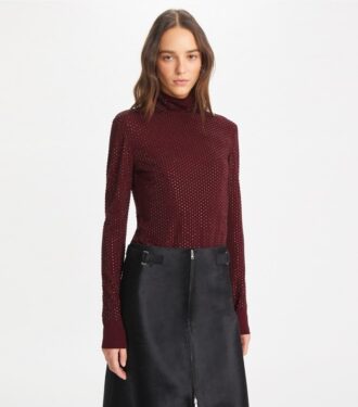 Col roulé en jersey de viscose orné
