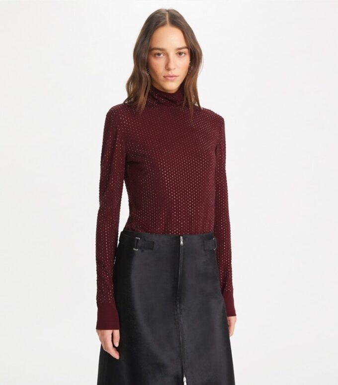 Col roulé en jersey de viscose orné Col roulé en jersey de viscose orné