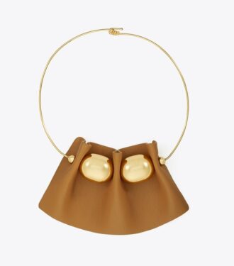 Collier à col en cuir cannelé