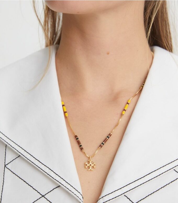 Collier pendentif barre émaillée Kira Collier pendentif barre émaillée Kira